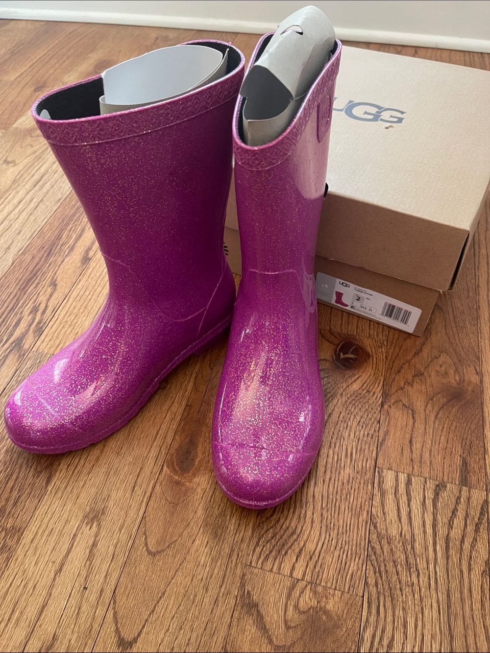 UGG Girls' Glitter Purple Rain Boots